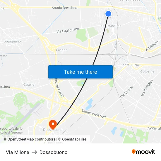 Via Milone to Dossobuono map