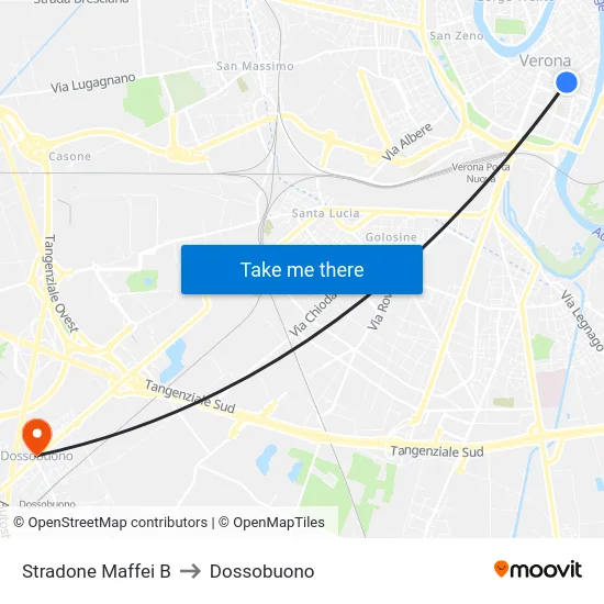 Stradone Maffei B to Dossobuono map