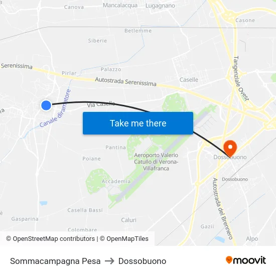 Sommacampagna Pesa to Dossobuono map