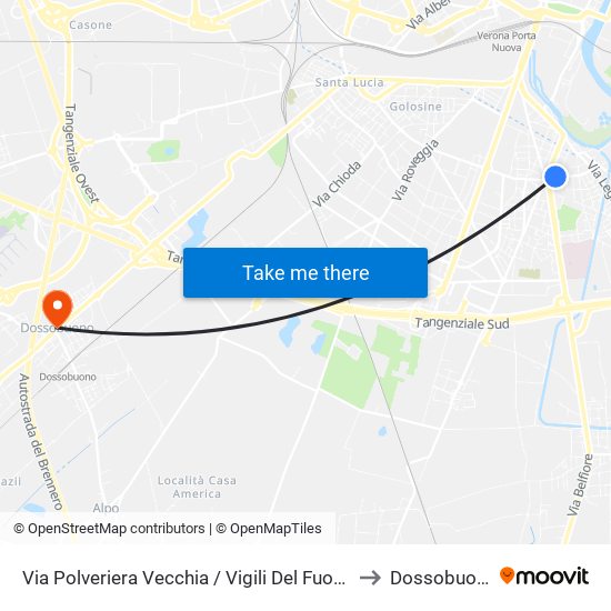 Via Polveriera Vecchia / Vigili Del Fuoco A to Dossobuono map
