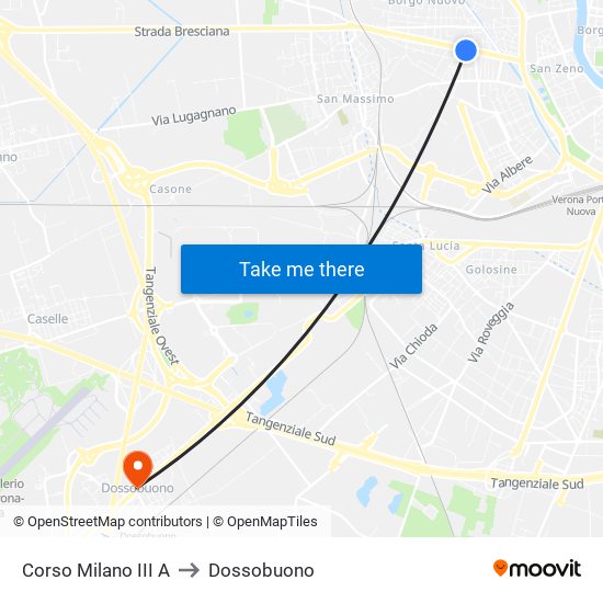 Corso Milano III A to Dossobuono map