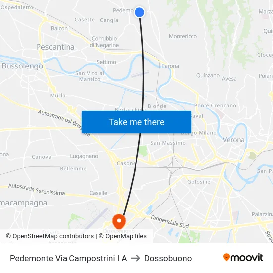 Pedemonte Via Campostrini I A to Dossobuono map