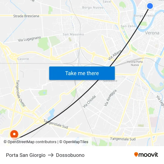 Porta San Giorgio to Dossobuono map