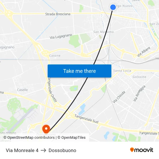 Via Monreale 4 to Dossobuono map