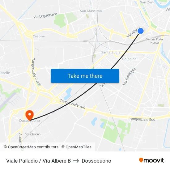 Viale Palladio / Via Albere B to Dossobuono map