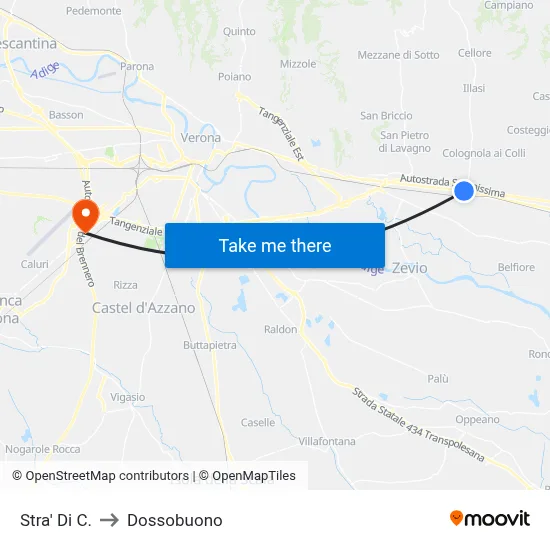 Stra' Di C. to Dossobuono map