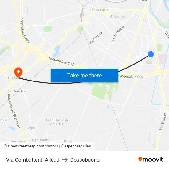 Via Combattenti Alleati to Dossobuono map