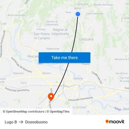 Lugo B to Dossobuono map