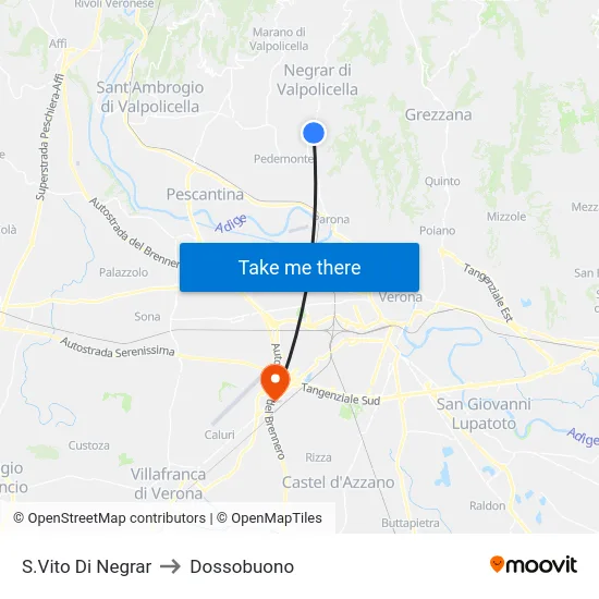 S.Vito Di Negrar to Dossobuono map