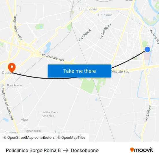 Policlinico Borgo Roma B to Dossobuono map