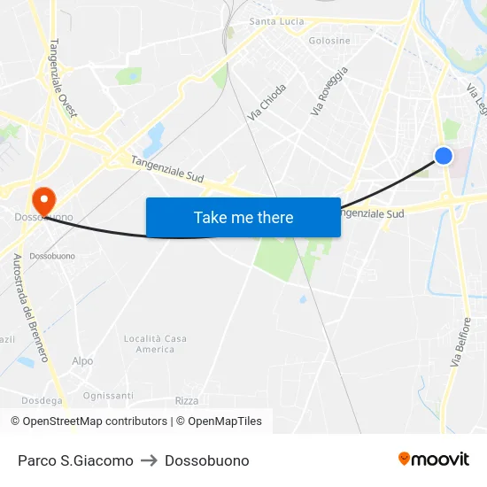 Parco S.Giacomo to Dossobuono map