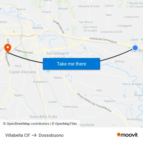 Villabella Cif to Dossobuono map