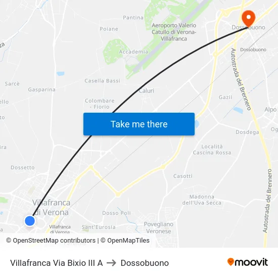 Villafranca Via Bixio III A to Dossobuono map