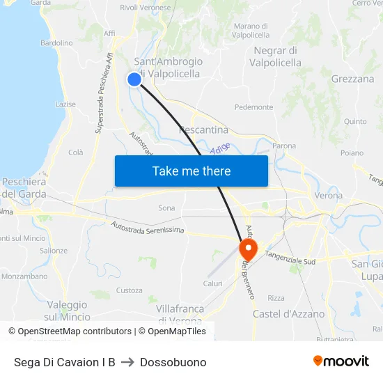 Sega Di Cavaion I B to Dossobuono map