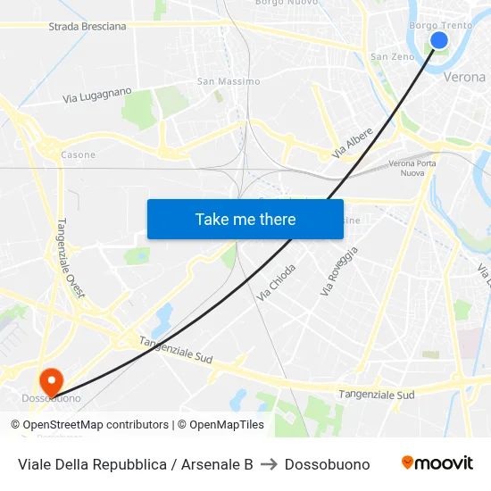 Republic Avenue / Arsenal B to Dossobuono map