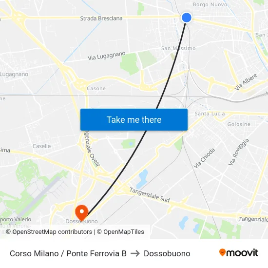 Corso Milano / Ponte Ferrovia B to Dossobuono map