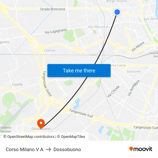 Corso Milano V A to Dossobuono map