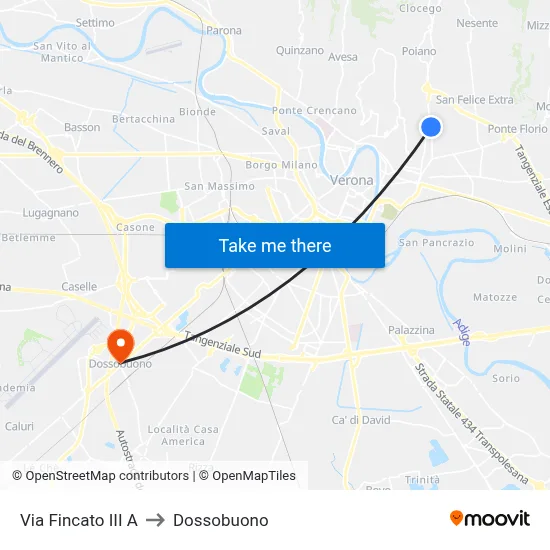 Fincato Street III A to Dossobuono map