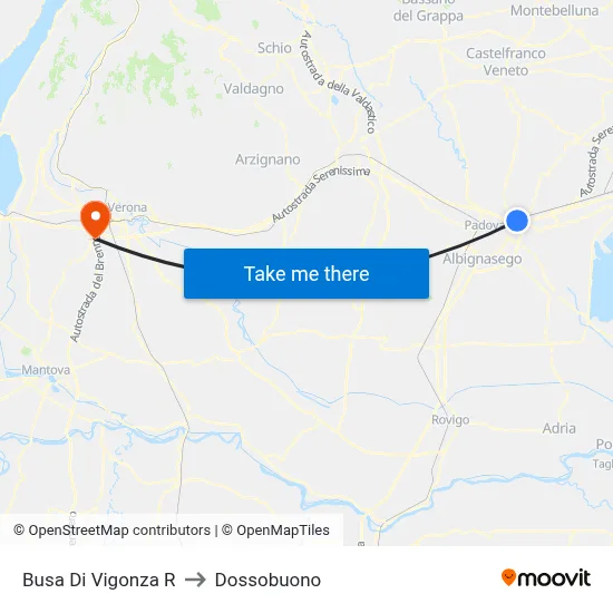 Busa Di Vigonza R to Dossobuono map