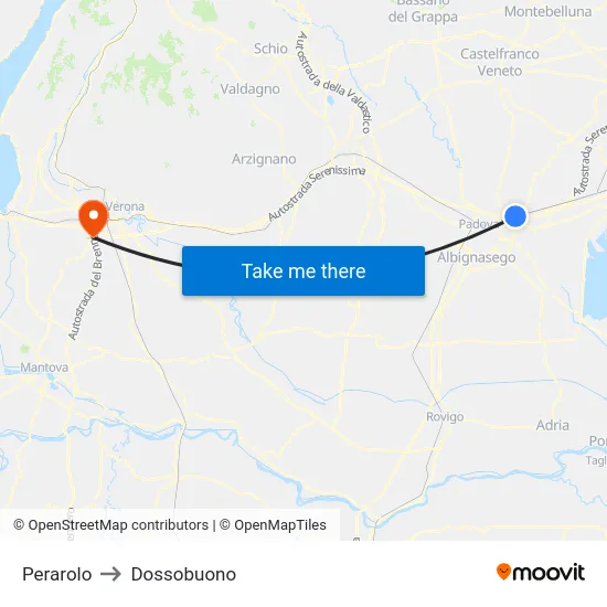 Perarolo to Dossobuono map