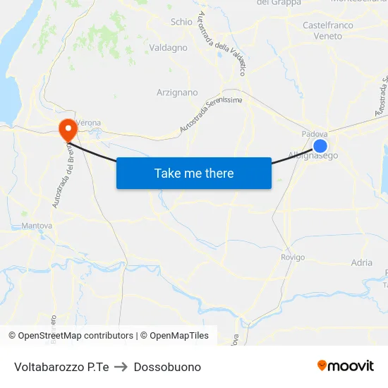 Voltabarozzo P.Te to Dossobuono map