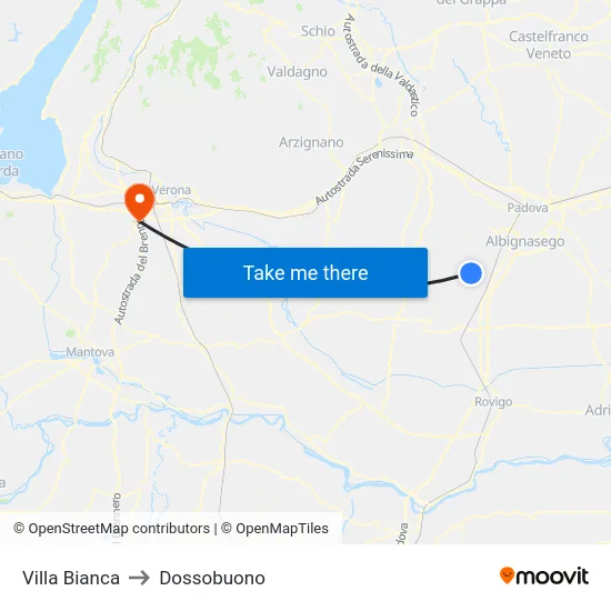 Villa Bianca to Dossobuono map