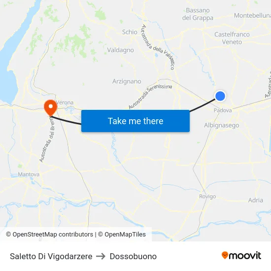Saletto Di Vigodarzere to Dossobuono map