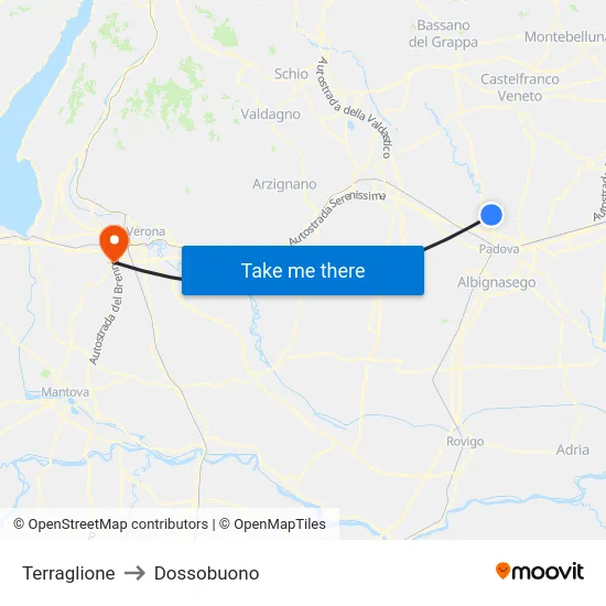 Terraglione to Dossobuono map