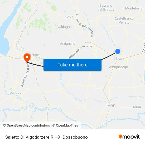 Saletto Di Vigodarzere to Dossobuono map