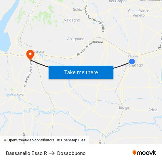 Bassanello Esso R to Dossobuono map