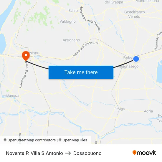 Noventa P. Villa S.Antonio to Dossobuono map