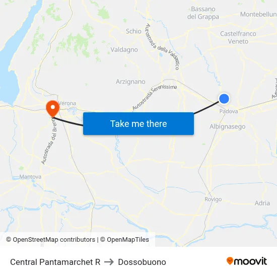 Central Pantamarchet R to Dossobuono map
