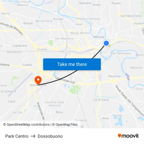 Park Centro to Dossobuono map
