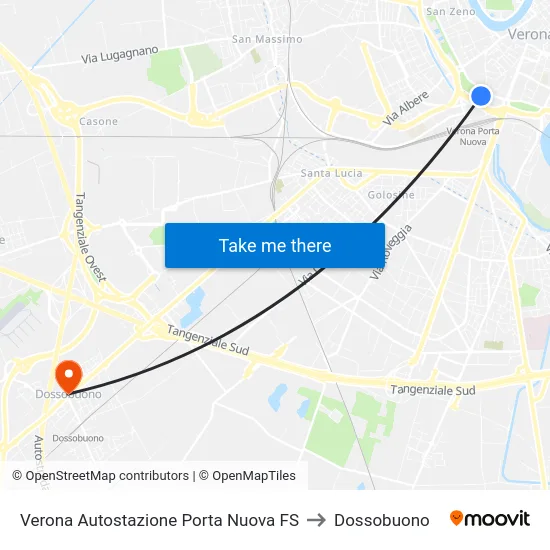 Verona Autostazione Porta Nuova FS to Dossobuono map