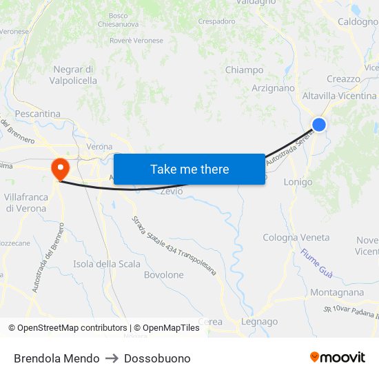 Brendola Mendo to Dossobuono map