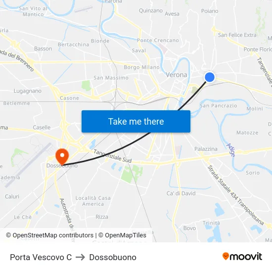 Porta Vescovo C to Dossobuono map
