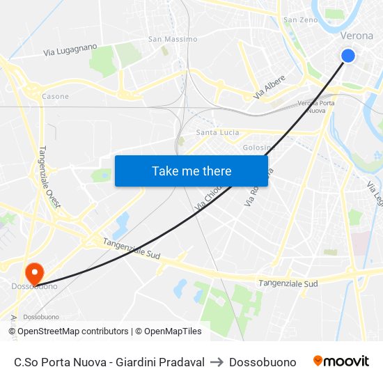 C.So Porta Nuova - Giardini Pradaval to Dossobuono map