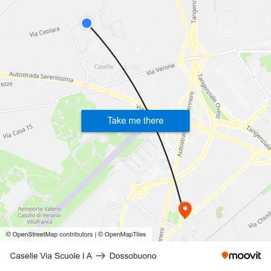 Caselle Via Scuole I A to Dossobuono map