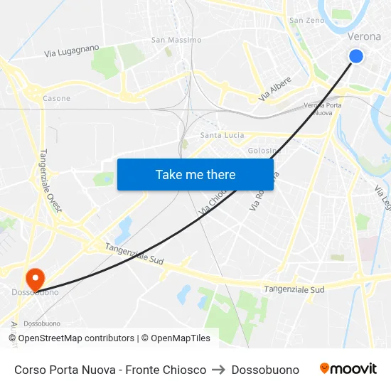 Corso Porta Nuova - Opposite Kiosk to Dossobuono map