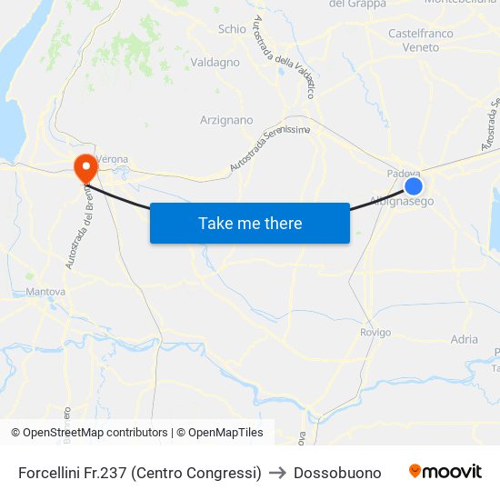 Forcellini Fr.237 (Centro Congressi) to Dossobuono map