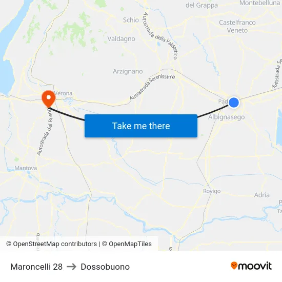 Maroncelli 28 to Dossobuono map