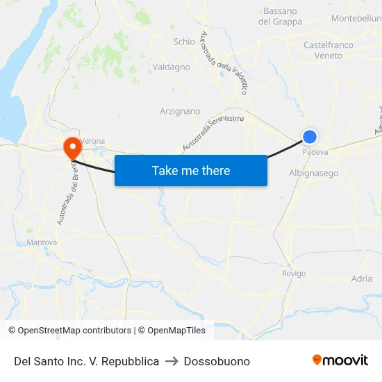 Del Santo Inc. V. Repubblica to Dossobuono map