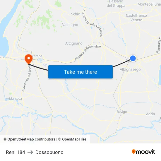 Reni 184 to Dossobuono map