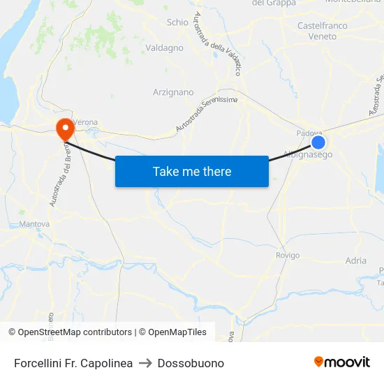 Forcellini Fr. Capolinea to Dossobuono map