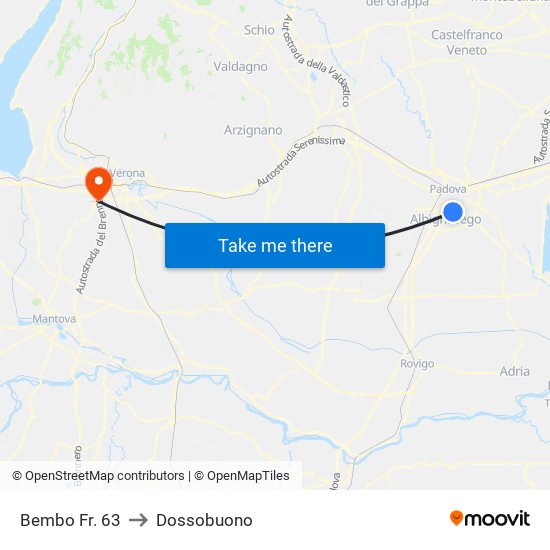 Bembo Fr. 63 to Dossobuono map