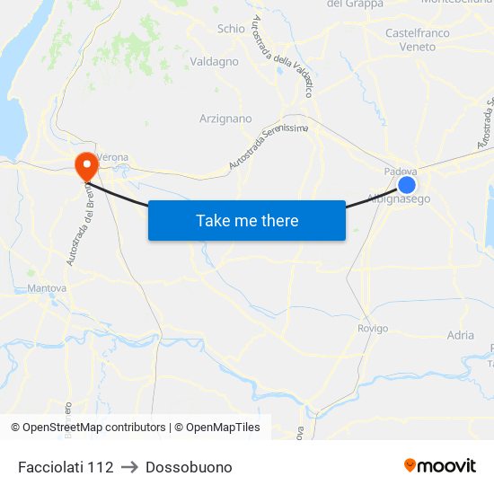 Facciolati 112 to Dossobuono map