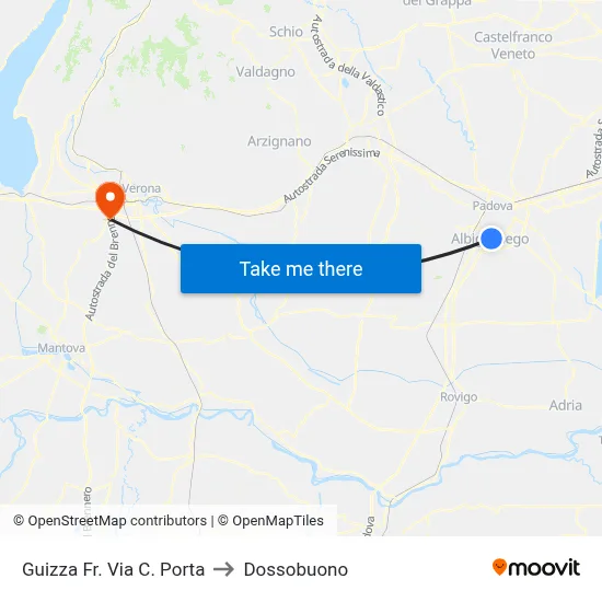 Guizza Area C. Porta Street to Dossobuono map