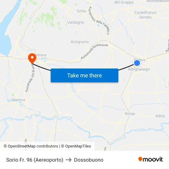 Sorio No. 96 (Airport) to Dossobuono map
