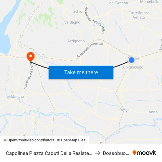 Capolinea Piazza Caduti Della Resistenza to Dossobuono map