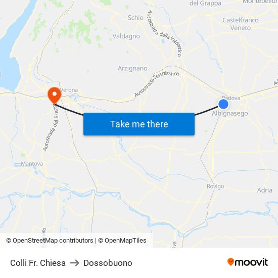 Colli Fr. Chiesa to Dossobuono map
